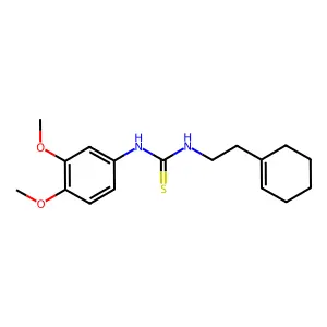 1-[2-(cyclohexen-1-yl)ethyl]-3-(3,4-dimethoxyphenyl)thiourea structure