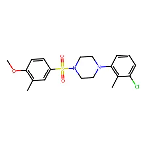 1-(3-chloro-2-methylphenyl)-4-(4-methoxy-3-methylbenzenesulfonyl)piperazine structure