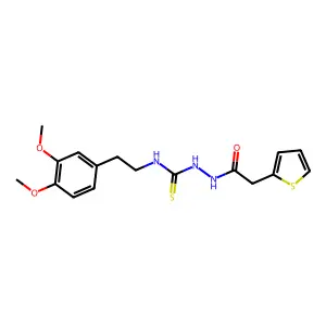 1-[2-(3,4-dimethoxyphenyl)ethyl]-3-[(2-thiophen-2-ylacetyl)amino]thiourea structure