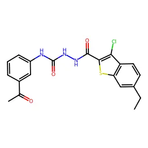 1-(3-acetylphenyl)-3-[(3-chloro-6-ethyl-1-benzothiophene-2-carbonyl)amino]urea structure