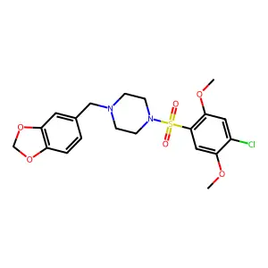 1-(1,3-benzodioxol-5-ylmethyl)-4-[(4-chloro-2,5-dimethoxyphenyl)sulfonyl]piperazine structure