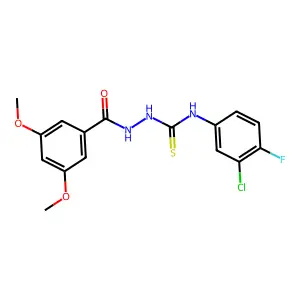 1-(3-chloro-4-fluorophenyl)-3-[(3,5-dimethoxybenzoyl)amino]thiourea structure