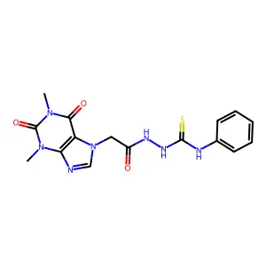 1-[[2-(1,3-dimethyl-2,6-dioxopurin-7-yl)acetyl]amino]-3-phenylthiourea structure