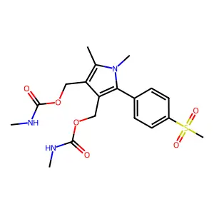 [1,2-dimethyl-4-(methylcarbamoyloxymethyl)-5-(4-methylsulfonylphenyl)pyrrol-3-yl]methyl N-methylcarbamate structure