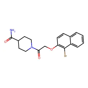 1-[2-(1-bromonaphthalen-2-yl)oxyacetyl]piperidine-4-carboxamide structure