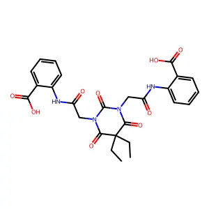 Benzoic acid, 2,2'-((dihydro-5,5-diethyl-2,4,6-trioxo-1,3(2H,4H)-pyrimidinediyl)bis((1-oxo-2,1-ethanediyl)imino))bis- structure