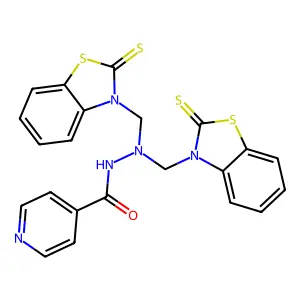 N',N'-bis[(2-sulfanylidene-1,3-benzothiazol-3-yl)methyl]pyridine-4-carbohydrazide structure