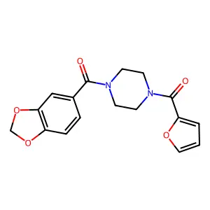 1,3-benzodioxol-5-yl-[4-(furan-2-carbonyl)piperazin-1-yl]methanone structure