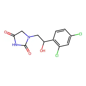 1-[2-(2,4-dichlorophenyl)-2-hydroxyethyl]imidazolidine-2,4-dione structure