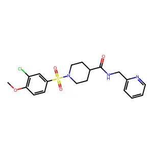 1-(3-chloro-4-methoxyphenyl)sulfonyl-N-(pyridin-2-ylmethyl)piperidine-4-carboxamide structure