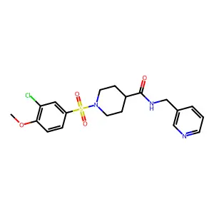 1-(3-chloro-4-methoxyphenyl)sulfonyl-N-(pyridin-3-ylmethyl)piperidine-4-carboxamide structure