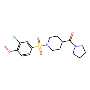 [1-(3-chloro-4-methoxyphenyl)sulfonylpiperidin-4-yl]-pyrrolidin-1-ylmethanone structure