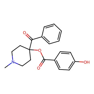 Benzoic acid, 4-hydroxy-, 4-benzoyl-1-methyl-4-piperidinyl ester, conjugate monoacid structure