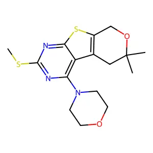 12,12-dimethyl-5-methylsulfanyl-3-morpholin-4-yl-11-oxa-8-thia-4,6-diazatricyclo[7.4.0.02,7]trideca-1(9),2,4,6-tetraene structure