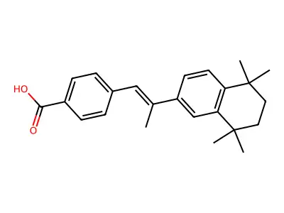 4-[2-(1,1,4,4-tetramethyltetralin-6-yl)prop-1-enyl]benzoic acid structure