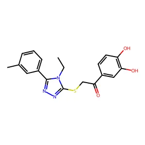 1-(3,4-Dihydroxyphenyl)-2-((4-ethyl-5-(m-tolyl)-4H-1,2,4-triazol-3-yl)thio)ethanone structure