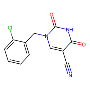 1-[(2-chlorophenyl)methyl]-2,4-dioxopyrimidine-5-carbonitrile structure
