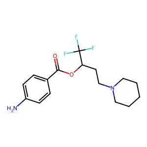 (1,1,1-trifluoro-4-piperidin-1-ylbutan-2-yl) 4-aminobenzoate structure