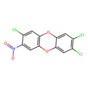 2,3,7-trichloro-8-nitrodibenzo-p-dioxin structure