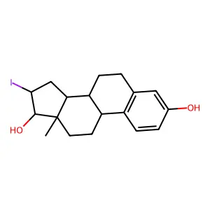 (8R,9S,13S,14S,16R,17R)-16-iodo-13-methyl-6,7,8,9,11,12,14,15,16,17-decahydrocyclopenta[a]phenanthrene-3,17-diol structure