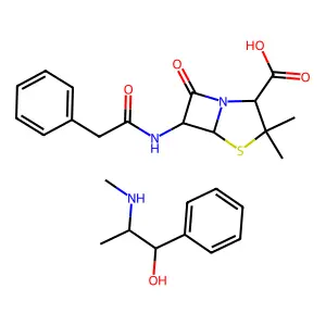 (2S,5R,6R)-3,3-dimethyl-7-oxo-6-[(2-phenylacetyl)amino]-4-thia-1-azabicyclo[3.2.0]heptane-2-carboxylic acid(1R,2S)-2-(methylamino)-1-phenylpropan-1-ol structure
