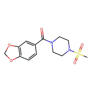 1,3-benzodioxol-5-yl-(4-methylsulfonylpiperazin-1-yl)methanone structure