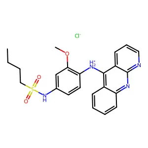 benzo[b][1,8]naphthyridin-5-yl-[4-(butylsulfonylamino)-2-methoxyphenyl]azanium chloride structure
