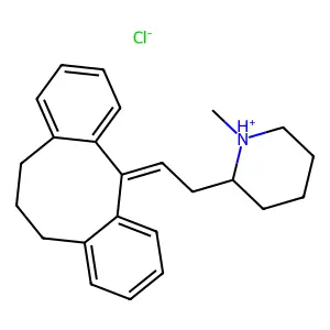 12H-Dibenzo(a,d)cyclooctene, 5,6,7-trihydro-12-(1-methyl-2-piperidyl)ethylidene-, hydrochloride structure