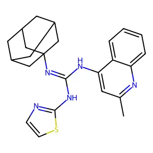 2-(1-adamantyl)-1-(2-methylquinolin-4-yl)-3-(1,3-thiazol-2-yl)guanidine structure