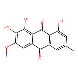 1,2,8-trihydroxy-3-methoxy-6-methylanthracene-9,10-dione structure