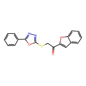1-(1-benzofuran-2-yl)-2-[(5-phenyl-1,3,4-oxadiazol-2-yl)sulfanyl]ethanone structure