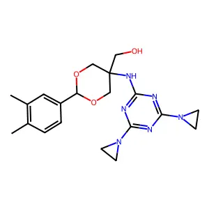 [5-[[4,6-bis(aziridin-1-yl)-1,3,5-triazin-2-yl]amino]-2-(3,4-dimethylphenyl)-1,3-dioxan-5-yl]methanol structure