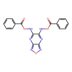 [1,2,5]oxadiazolo[3,4-b]pyrazine-5,6(4H,7H)-dione bis(O-benzoyloxime) structure