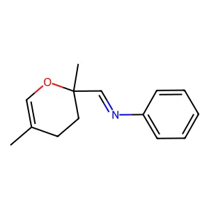 1-(2,5-dimethyl-3,4-dihydropyran-2-yl)-N-phenylmethanimine structure