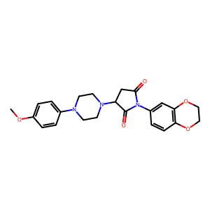 1-(2,3-dihydro-1,4-benzodioxin-6-yl)-3-[4-(4-methoxyphenyl)piperazin-1-yl]pyrrolidine-2,5-dione structure