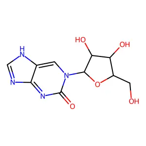 1-[3,4-dihydroxy-5-(hydroxymethyl)oxolan-2-yl]-7H-purin-2-one structure