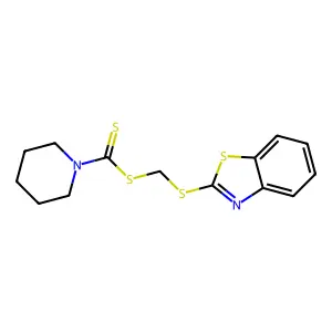 (1,3-benzothiazol-2-ylsulfanyl)methyl piperidine-1-carbodithioate structure