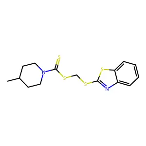 (1,3-benzothiazol-2-ylsulfanyl)methyl 4-methylpiperidine-1-carbodithioate structure