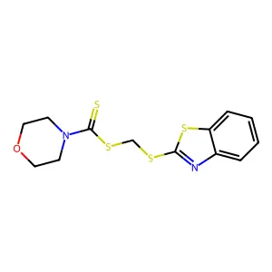 (1,3-benzothiazol-2-ylsulfanyl)methyl morpholine-4-carbodithioate structure