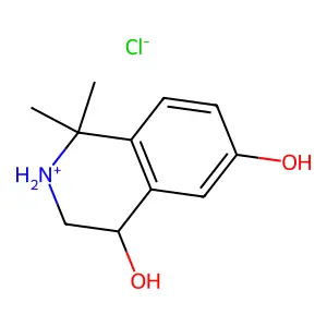 1,1-dimethyl-3,4-dihydro-2H-isoquinolin-2-ium-4,6-diol chloride structure
