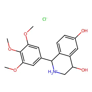1-(3,4,5-trimethoxyphenyl)-1,2,3,4-tetrahydroisoquinolin-2-ium-4,6-diol chloride structure