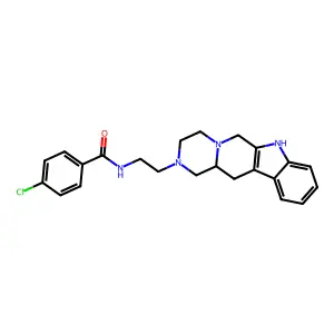 Benzamide, 4-chloro-N-(2-(3,4,6,7,12,12a-hexahydropyrazino(1',2':1,6)pyrido(3,4-b)indol-2(1H)-yl)ethyl)- structure
