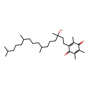 2-(3-hydroxy-3,7,11,15-tetramethylhexadecyl)-3,5,6-trimethylcyclohexa-2,5-diene-1,4-dione structure