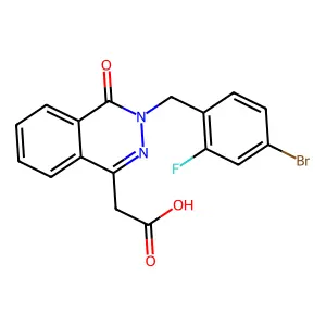 2-[3-[(4-bromo-2-fluorophenyl)methyl]-4-oxophthalazin-1-yl]acetic acid structure