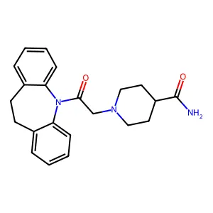1-[2-(10,11-dihydro-5H-dibenzo[b,f]azepin-5-yl)-2-oxoethyl]piperidine-4-carboxamide structure