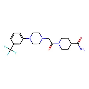 1-[2-[4-[3-(trifluoromethyl)phenyl]piperazin-1-yl]acetyl]piperidine-4-carboxamide structure