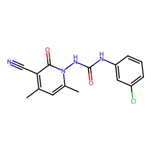 1-(3-chlorophenyl)-3-(3-cyano-4,6-dimethyl-2-oxopyridin-1-yl)urea structure