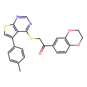 1-(2,3-dihydro-1,4-benzodioxin-6-yl)-2-[5-(4-methylphenyl)thieno[2,3-d]pyrimidin-4-yl]sulfanylethanone structure