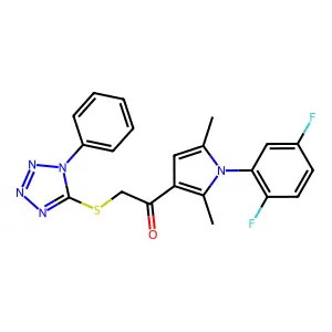 1-[1-(2,5-difluorophenyl)-2,5-dimethylpyrrol-3-yl]-2-(1-phenyltetrazol-5-yl)sulfanylethanone structure