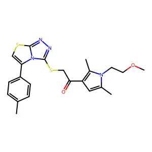 1-[1-(2-methoxyethyl)-2,5-dimethylpyrrol-3-yl]-2-[[5-(4-methylphenyl)-[1,3]thiazolo[2,3-c][1,2,4]triazol-3-yl]sulfanyl]ethanone structure